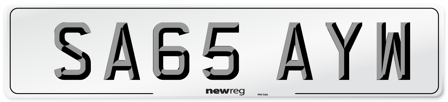 SA65 AYW Number Plate from New Reg
